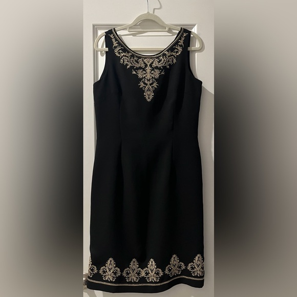 NWOT Vintage Jessica Black Shift Embroidered Strapless Cocktail Dress - Picture 1 of 6